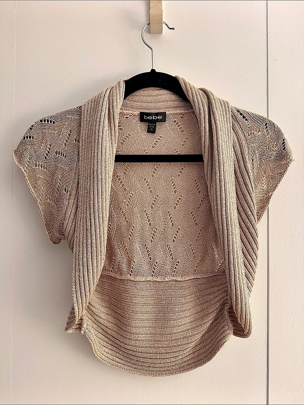 bebe Knit Shrug in Brown Size Medium Like New